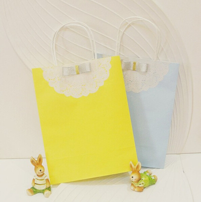 Yellow Luxurious Custom Paper Shopping Bags witgh Art Paper and Kraft Paper