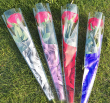Fancy Printed Cut Single Rose Flower Sleeve / OPP Printing Wedding Flower Sleeves