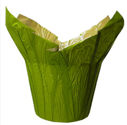 Green Natural Kraft Paper Flower Pots Cover / Small Indoor Decorative Flower Pots