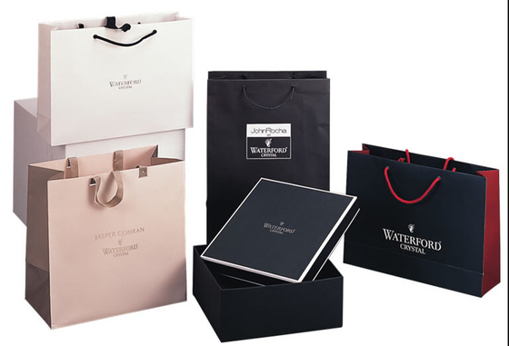 High End Fashion Luxury Paper Shopping Bags with Ribbon for Garment / Shoes
